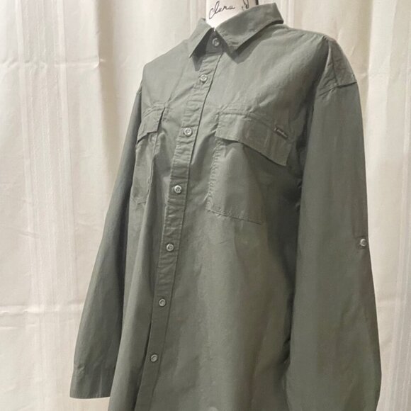 EDDIE BAUER LONG SLEEVE ARMY GREEN MILITARY  BRAVERY BUTTON UP SHIRT SZ XXLARGE - Picture 9 of 16